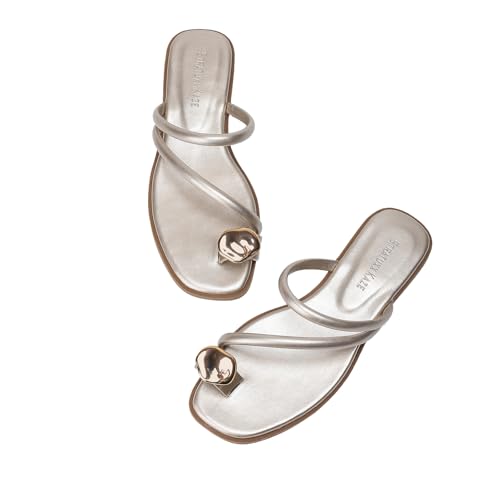 Women's Toe Ring Thong Sandals Open Toe Slide Flat Sandals Casual Summer Flip Flop Flat Sandals