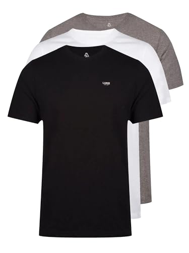 LUKE Magic 3 Pack T-Shirt, Black/White/Grey (UK, Alpha, M, Regular, Regular, Black/White/Grey)