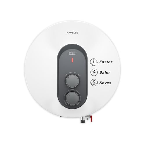 [ICICI & Axis Card EMI Offer] Havells ORAZIO+ 10L Storage Water Heater(Geyser)|5 Star Rated|33% Faster Heating|Dual adjustable knob|Whirlflow Technology|High Rise suitable|Safer to use| Feroglas Coated Inner Container (White Grey) - Amazon at ₹9738 (55% Off) – Amazon