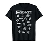 Monopoly Classic Game Piece Icons & Logo T-Shirt Small