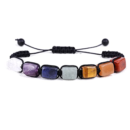 Ellxen 7 chakras Pulsera de piedras preciosas curativas de los piedras naturales de chakra yoga curativa reiki terapia energética buena suerte para hombre y mujer Cover