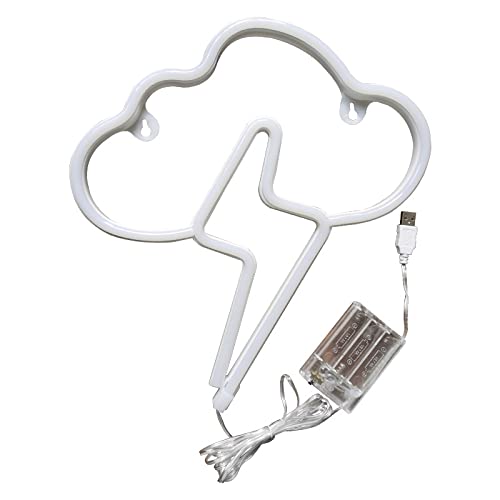 Lumière décorative néon nuage foudre LED blanc chaud avec base pour décoration chambre