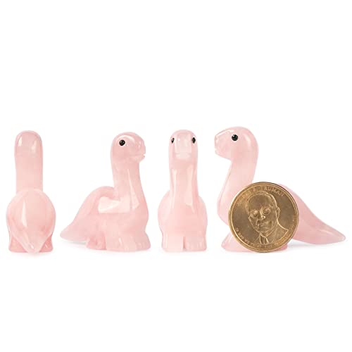 Artistone Hand Carved Rose Quartz Crystal Dinosaur Figurine Realistic Cute Dinosaur Figures Statue Animal Collectable Decoration Or Gifts #TOP7