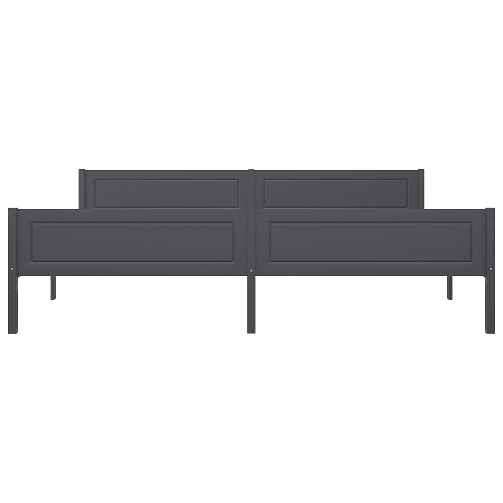 vidaXL Massivholzbett Doppelbett Bettgestell Bett Holzbett Bettrahmen Lattenrost Schlafzimmerbett Schlafzimmermöbel Grau Kiefer 200x200cm