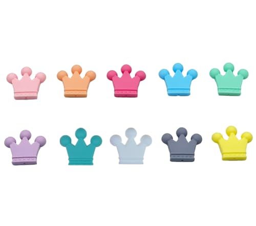 Oulitigy Silikonkrone Perlen 30mm 20pc Mix Farbe Silikonperlen für DIY Armband Halskette