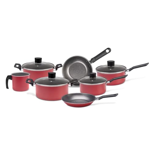 Jogo de Panelas Brinox Ceramic Life Naturalle 7 Peças Vermelho Garlic