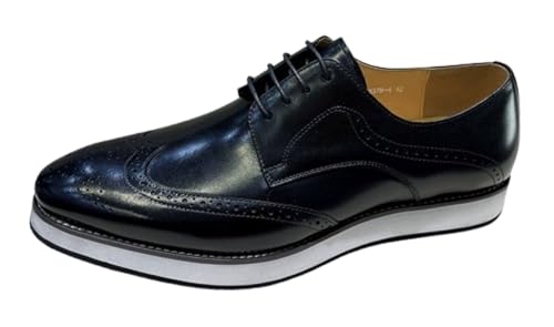 Santimon Men’s Dress Shoes Wingtip Oxfords | Leather Derby with Lightweight Cushioned Platform Sole | Business-Casual Footwear for Office, Wedding