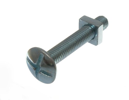 500 x bulloni per tetto a croce + dadi quadrati placcati in zinco BZP M8 x 50 mm