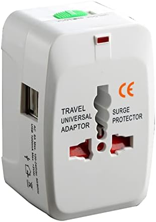 PRIME DEALS Latest Universal Travel Adapter Worldwide 2 USB Travel Adapter with Built in Dual USB Charger Ports