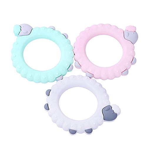 Image of DORATU Soft Silicone Teether Set for Babies 0-12 Months | BPA-Free, Textured Rings for Soothing Gums | Set of 3 Chew Toys