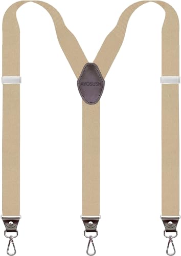 Image of Hook Suspenders for Men Swivel Hooks Adjustable Elastic Retro Suspenders