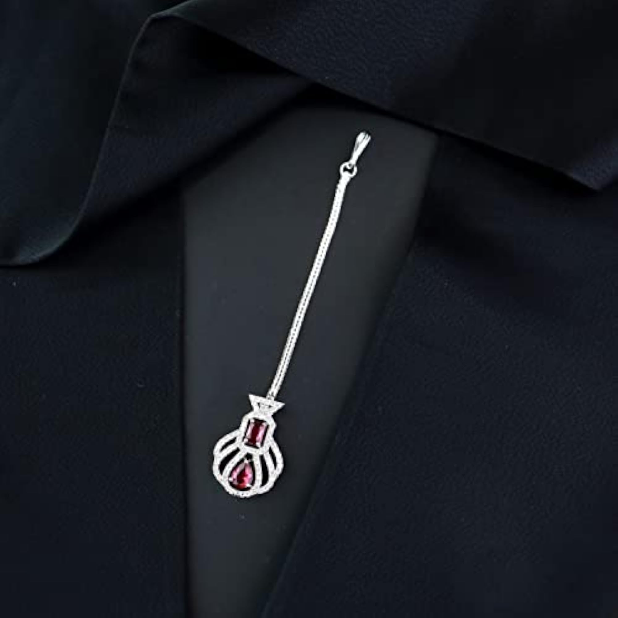 Women's Silver Plated AD & CZ Studded Crystal Maang Tikka