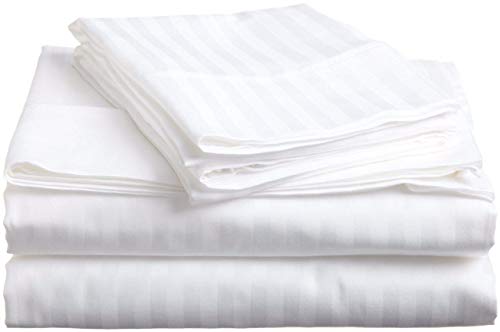 Image of Trance Home Linen 100% Cotton 400TC Satin Striped Premium Pillow Covers | Skin & Hair Friendly Pillow Covers | Set of 2 Pillow Cases |Large Size (20 x 30 inch, White Stripes)