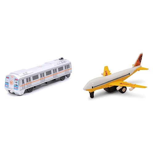 Image of Centy Toys AmazHub Metro Train, Silver & Centy Jet 747 (Colors May Vary)