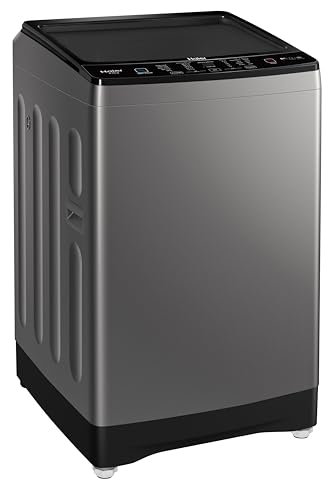 Image of Haier 8 Kg 5 Star Fully Automatic Top Load Washing Machine with Oceanus Wave Drum, 8 Wash Programs (ETL80-HBFS5NZP-1, Titanium Grey, Stainless Steel Drum, 15 Mins Quick Wash, Anti-Rat Mesh)