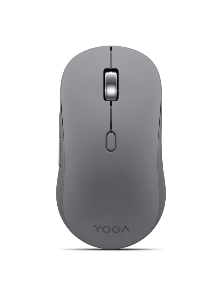 Image of Lenovo Yoga Bluetooth Silent Mouse, 3 Level DPI Adjustment, 36 Month Battery Life, Bluetooth 5.3, 3 Device Paring, Whisper Quiet, Programmable Buttons, Smooth Finish, Luna Grey