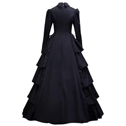 Vestido gótico medieval negro largo que estiliza la silueta en eventos de gala 4