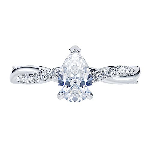 THELANDA Sterling Silver 4-Prong Petite Twisted Vine 0.8CT Teardrop Pear Shape Genuine Moissanite Engagement Ring Promise Bridal Ring2