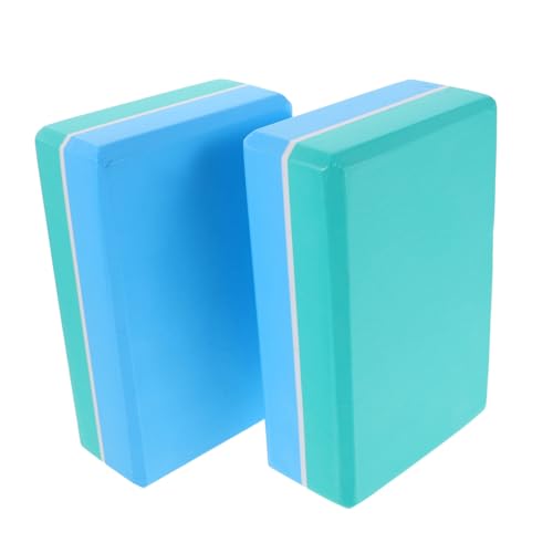 ibasenice 2 Piezas Bloques de Yoga de Espuma EVA Antideslizantes Alta Densidad Diseño Bicolor Azul y Azul Soporte Estable para Estiramientos y Fitness Accesorios para Entrenamiento