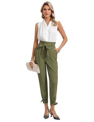 Image of GRACE KARIN Womens Casual High Waist Pencil Pants Paper Bag Pants for Work