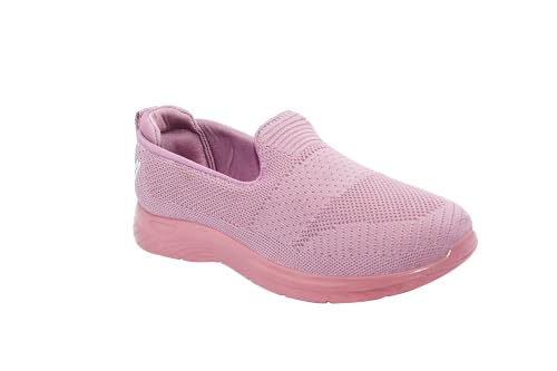 Image of WalkLine Women's Slip-On Walking Shoes | Lightweight Knitted Mesh Casual Sneakers | Soft PU Sole Comfortable Loafers | Breathable Running, Gym, Travel Shoes for Women