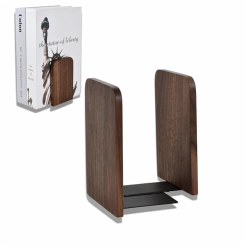 2 Stück Buchstützen aus Walnussholz, 13x8cm Dekorative Bücherstützen aus Holz, zur Organisation für Zuhause, Büro, Schule und Bibliothek, Geeignet für Schwere Bücher, CD, Schallplatten