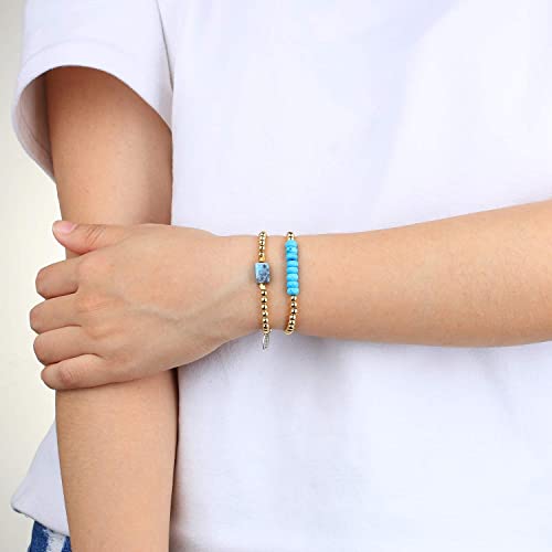 Kelitch Women Silver Stretch Bracelets Crystal Turquoise Beaded Bracelet Gold Stretch Bracelets Agate Bracelets #TOP2