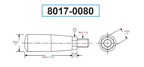 Image of Pro Series by HHIP 8017-0080 M8 x 13 Thread Revolving Handle 20mm Dia x 56mm Length