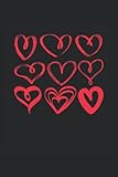  Corazones estampados: Cuaderno de líneas forrado, 6 \"x9\" (15,24 x 22,86 cm), 120 páginas, papel crema, cubierta mate