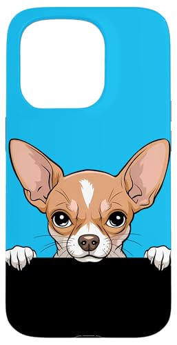 Carcasa para iPhone 15 Pro Lindo Chihuahua Peeking Puppy Funny Chihuahua Dog Lover