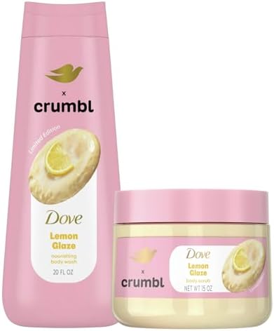 Dove Moisturizing Liquid Body Wash & Scrub | Lemon Glaze | 20oz Wash + 15oz Scrub