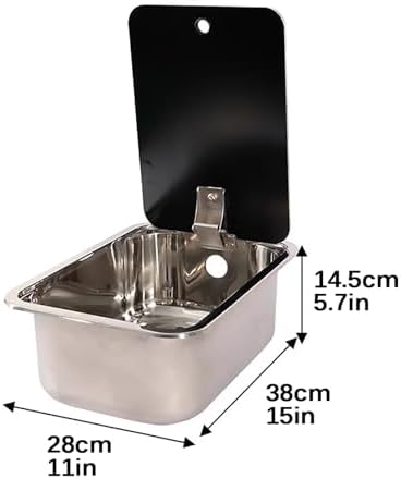 Stainless Steel RV Sink - Small Kitchen Sink Kit with Folding Faucet and Lid for Campervan Accessories