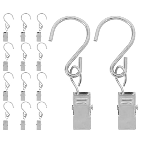 Didiseaon 20pcs Light Clips Hanging Hooks for Outdoor String Lights, S-Shaped Iron, Silver, Secure Attachment for Decorative Lighting, Courtyards and