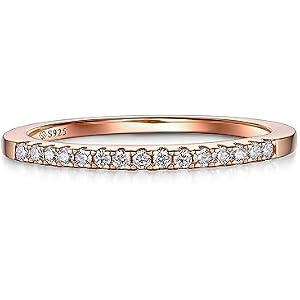 MomentWish Wedding Bands for Women, Moissanite Engagement Ring, Simulated Diamond Wedding Ring S925 Sterling Silver Eternity Rings
