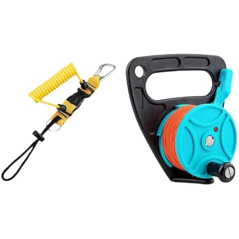 Scuba Diving Coil Landyard+Scuba Dive Reel with Thumb Stopper Cover