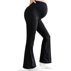 Ropa De Trabajo Embarazada Bestele Premamá Pantalones, Leggings de Maternidad sobre el Vientre Mujer,Cintura Alta Acampanados Pantalones de Yoga para Embarazo, Negocios Casuales (XL, Negro)
