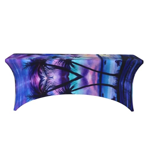 Nappe de table extensible lavable en spandex 1,8 m imprimé palmier