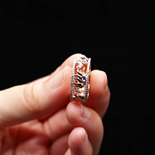 Uloveido Cute Cubic Zirconia Elephant Ring Rose Gold Plated Lucky Animal Rings for Women RA0833