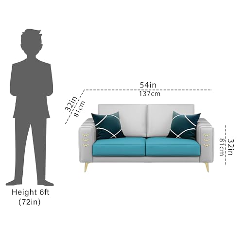 Image of Casaliving Falco 2 Seater Sofa Set for Living Room (Turquise Grey Fabric) Premium Fabric Sofa
