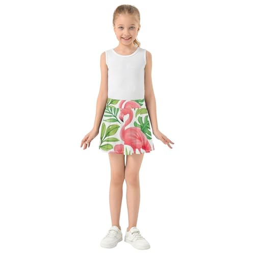 Tropical Pink Flamingos Athletic Shorts Girls Skorts Toddler Tennis Skirts Pink Cute Teen Cheer 3t3