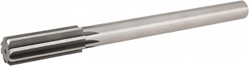 Hertel Chucking Reamer, RH Cut, 1.124" Diameter, 11" OAL, 2-7/8" Flute Length, HSS, Straight-Cylindrical Shank, 8 Flute