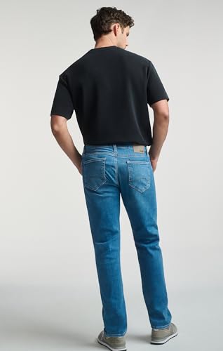 Mavi Men's Zach Regular Rise Straight Leg Jeans, Mid Brushed Feather Blue 35x304