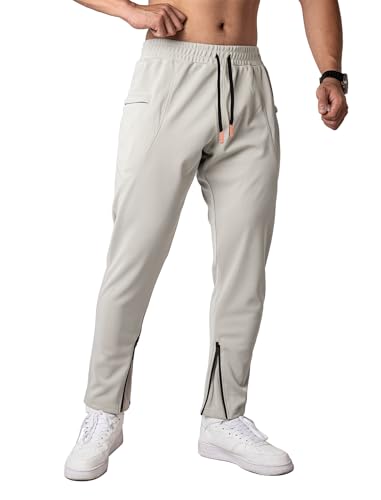 MAIKANONG Men's Workout Pants with Zipper Pockets Tapered Sweatpants for Casual Gym Running Jogger Track Pants