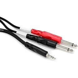 Hosa CMP-153 Stereo Breakout, 3.5 mm TRS to Dual 1/4 Inch TS, 3 Feet | Audio routing and signal splitting with 3.5mm TRS to dual 1/4 inch TS connectors and 3 foot length