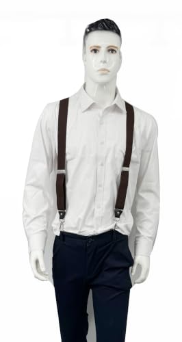 Image of Mens Suspenders with 3 Swivel Hooks Belt Loops 1.4 Inch Wide Heavy Duty Adjustable Braces