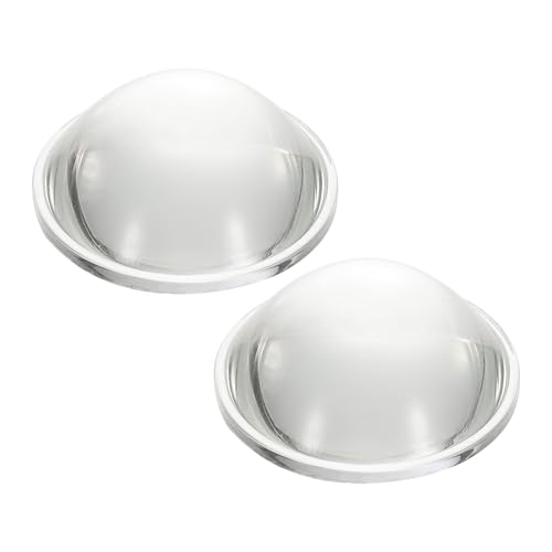 PATIKIL Diamètre 40mm Lentille Convexe Plate, 2 Pcs Hauteur 16mm Verre Borosilicate Haut LED Optique Lentille Convexe Condenseur Avec Bord Pour Lampe Torche Voiture Vélo, Transparent 2.4mm