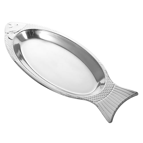 Cabilock 1Pc Fish Shaped Stainless Steel Plate with Magnet Kitchen Tableware for Steaming Grilling and Serving Fish Dishes for Home Hotel and Restaurant Use