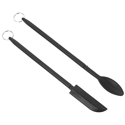 Healifty 1 Juego Espátulas Mini de Silicona Telescópicas para Cocina Utensilios Multifuncionales para Hornear Diseño para Colgar para Postres y Salsas Color Negro