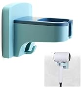 QruiLanTu Hair Dryer Holder Wall Mounted Self Adhesive with Cord Organizer Hands Free Hair Dryer ...