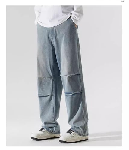 Men's Jeans Vintage Floor-Length Wide-Leg Casual Straight Pants3